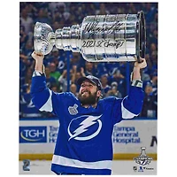 Nikita Kucherov Tampa Bay Lightning Autographed 2021 Stanley Cup Champions 16" x 20" Raising Cup Photograph with "2021 SC Champs" Inscription