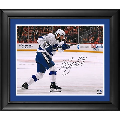 Nikita Kucherov Tampa Bay Lightning Fanatics Authentic Framed Autographed 16" x 20" White Jersey Shooting Photograph