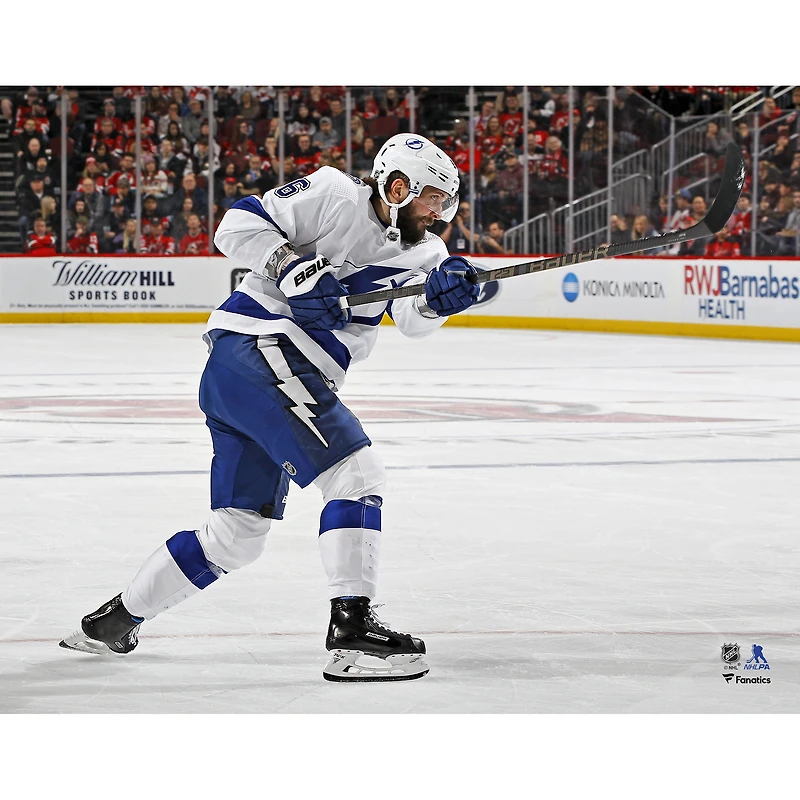 Nikita Kucherov Tampa Bay Lightning Unsigned White Jersey Shooting Photograph