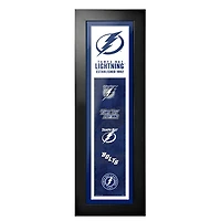 Tampa Bay Lightning - Tableau encadré « Logos et Histoire » (15 x 56 cm)