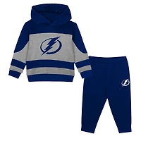 Ensemble sweat à capuche et pantalon de survêtement en molleton Puck Hero bleu/gris chiné pour tout-petits Tampa Bay Lightning