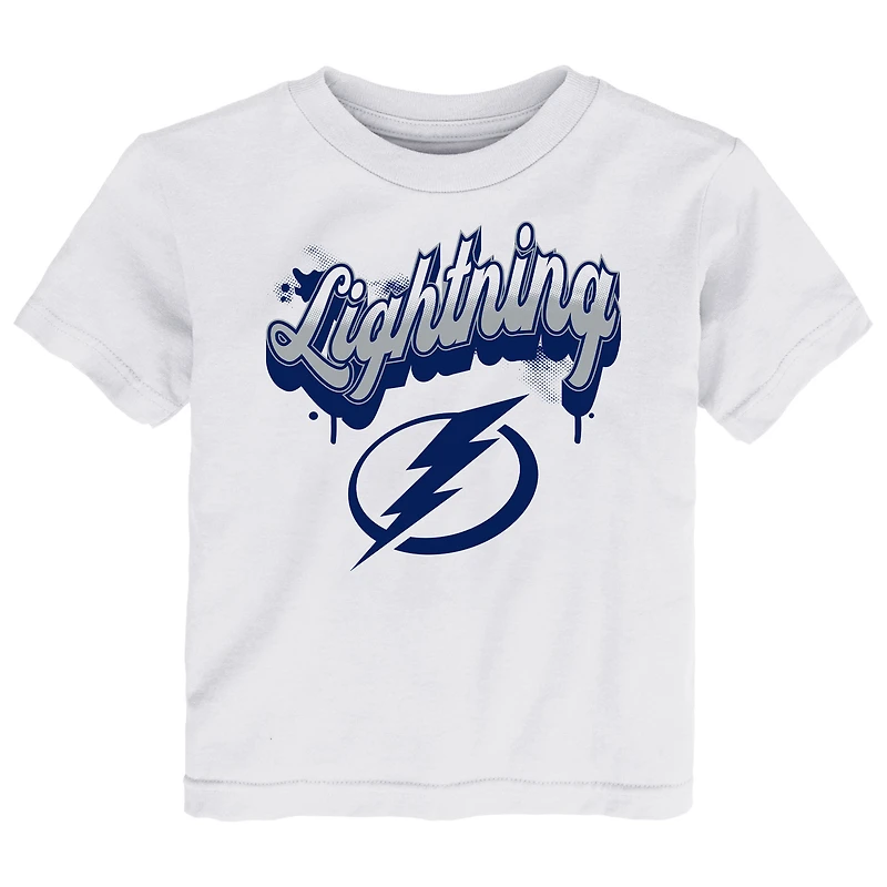 T-shirt blanc pour tout-petits avec inscription pétillante du Lightning de Tampa Bay