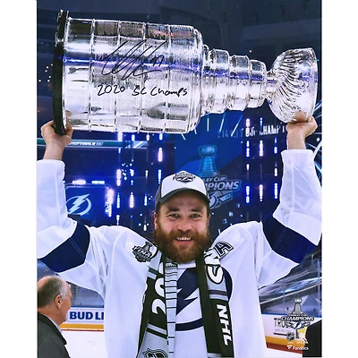 Victor Hedman Tampa Bay Lightning Autographed 16" x 20" 2020 Stanley Cup Champions Raising Cup Photograph with "2020 SC Champs" Inscription