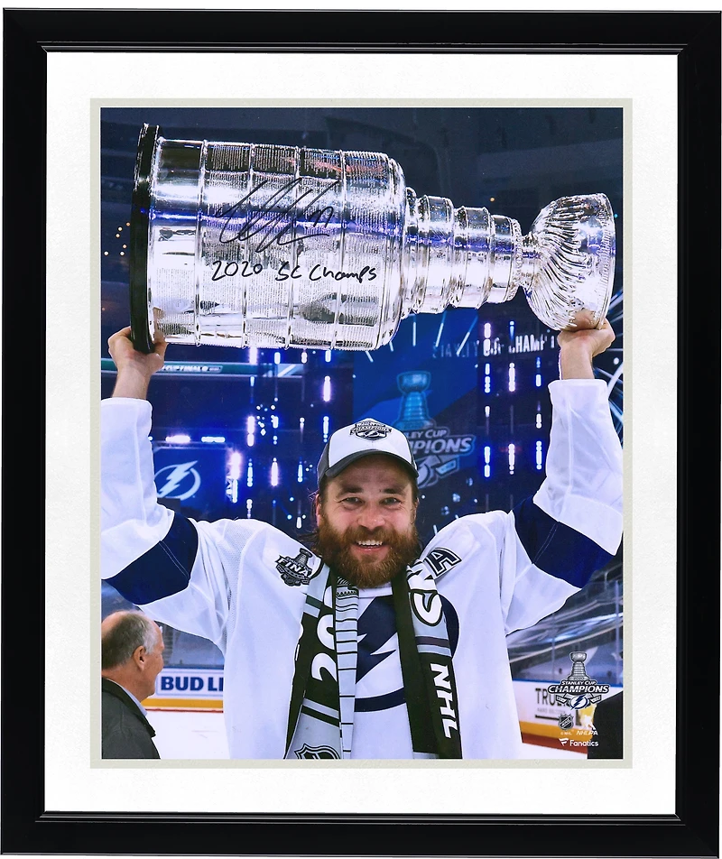 Victor Hedman Tampa Bay Lightning Autographed 16" x 20" 2020 Stanley Cup Champions Raising Cup Photograph with "2020 SC Champs" Inscription