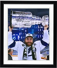 Victor Hedman Tampa Bay Lightning Autographed 16" x 20" 2020 Stanley Cup Champions Raising Cup Photograph with "2020 SC Champs" Inscription