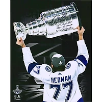 Victor Hedman Tampa Bay Lightning Autographed 16" x 20" 2020 Stanley Cup Champions Raising Cup Spotlight Photograph with Multiple Inscriptions - Limited Edition of 20