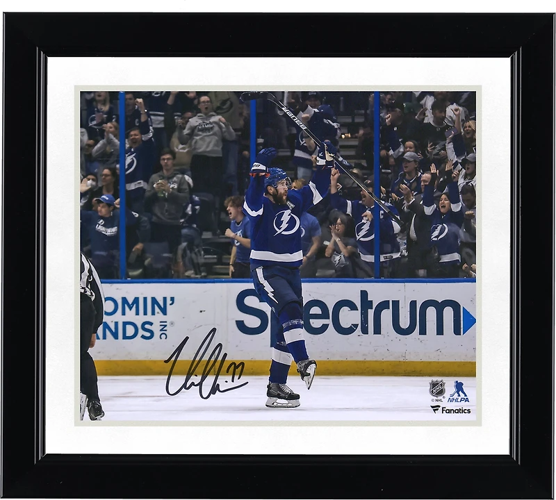 Victor Hedman Tampa Bay Lightning Autographed 8'' x 10'' Blue Jersey Celebrating Photograph