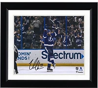 Victor Hedman Tampa Bay Lightning Autographed 8'' x 10'' Blue Jersey Celebrating Photograph