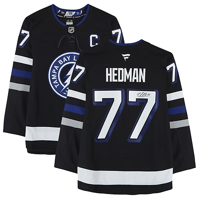 Maillot alternatif noir autographié de Victor Hedman, Lightning de Tampa Bay, Fanatics Premium