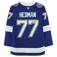 Maillot bleu Fanatics Premium autographié de Victor Hedman, Lightning de Tampa Bay