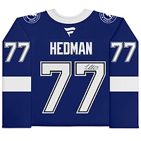 Maillot bleu Fanatics Premium autographié de Victor Hedman, Lightning de Tampa Bay