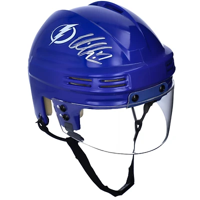 Casque miniature bleu autographié par Victor Hedman du Lightning de Tampa Bay