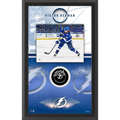 Victor Hedman Tampa Bay Lightning Framed Autographed Hockey Puck Shadowbox with Official Game Puck