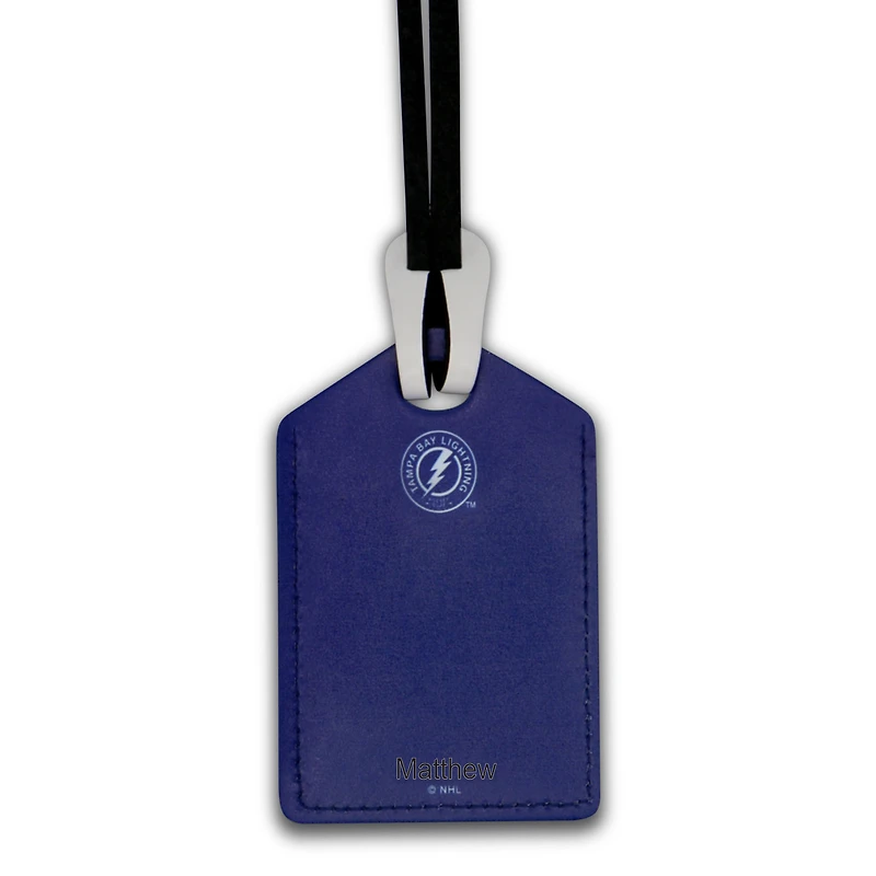 White Tampa Bay Lightning Personalized Leather Luggage Tag