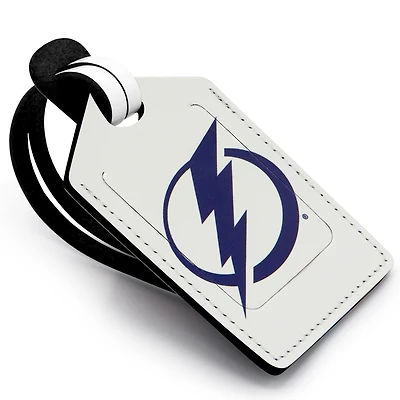 White Tampa Bay Lightning Personalized Leather Luggage Tag