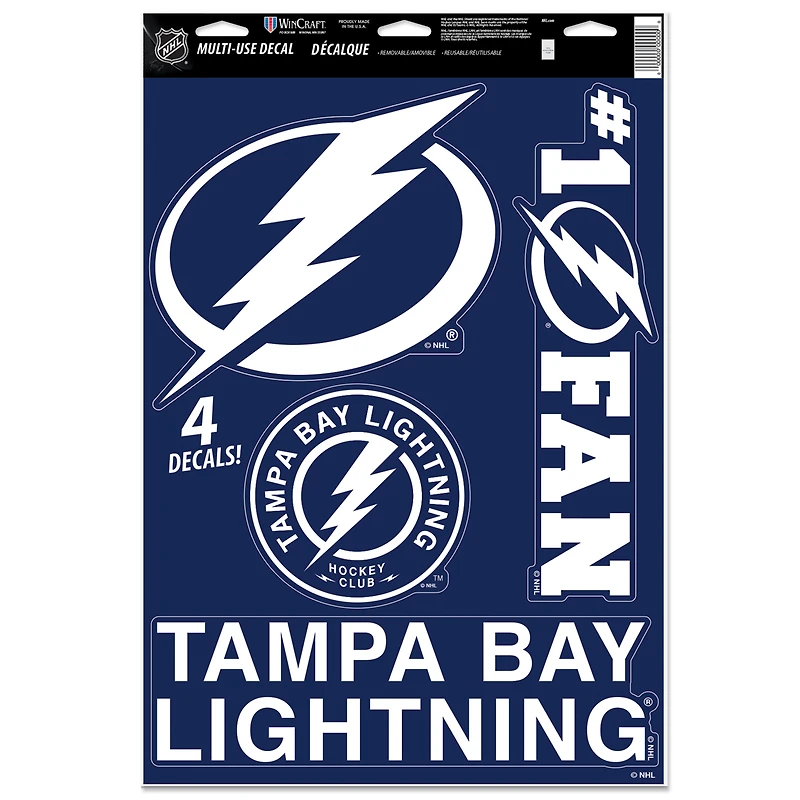 Feuille d'autocollants multi-usages WinCraft Tampa Bay Lightning, 11 x 43 cm