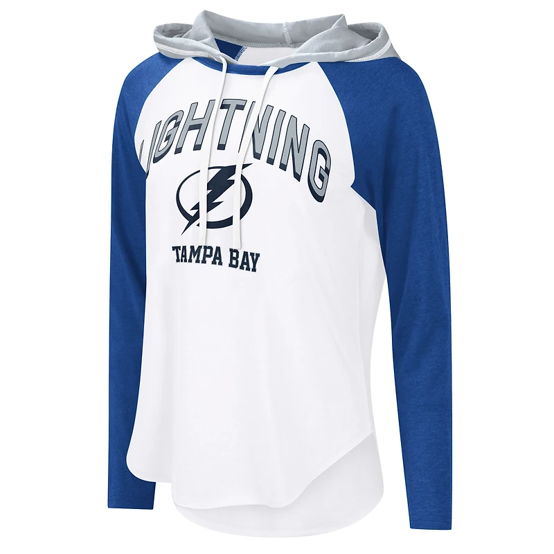 Women's G-III 4Her by Carl Banks  White Tampa Bay Lightning VIP Raglan Long Sleeve Hoodie T-Shirt