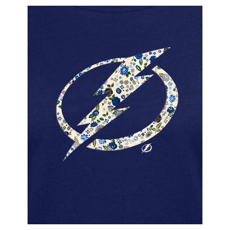 T-shirt à fleurs bleu marine Tampa Bay Lightning Glam Game de New Era pour femme