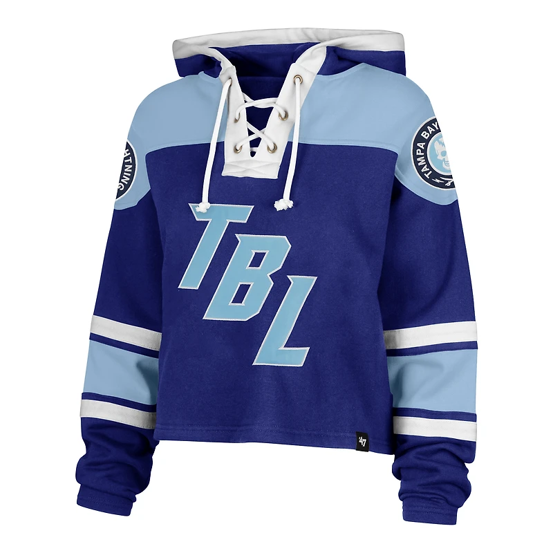 Women's '47  Blue Tampa Bay Lightning 2026 NHL Stadium Series Cropped Lacer Hoodie