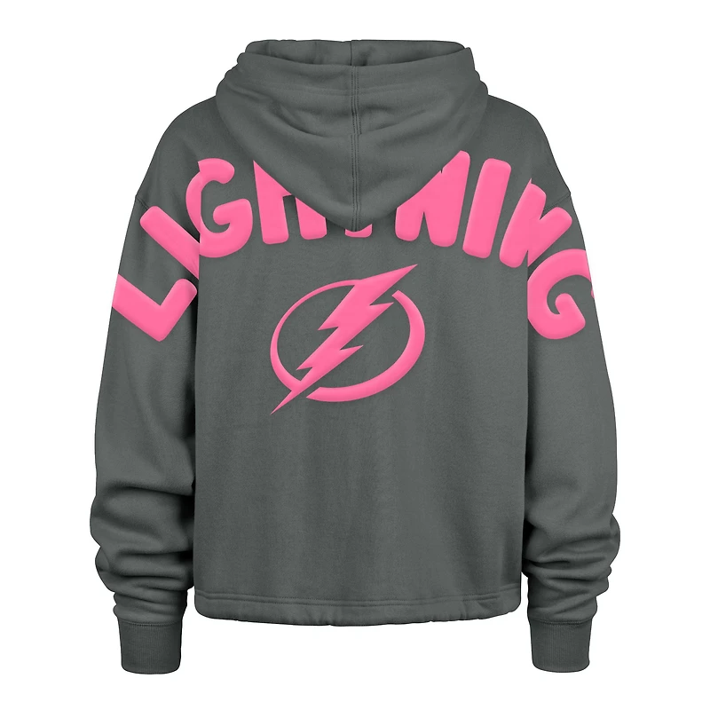 Sweat à capuche court Bright Side Venice '47 gris pour femme Tampa Bay Lightning