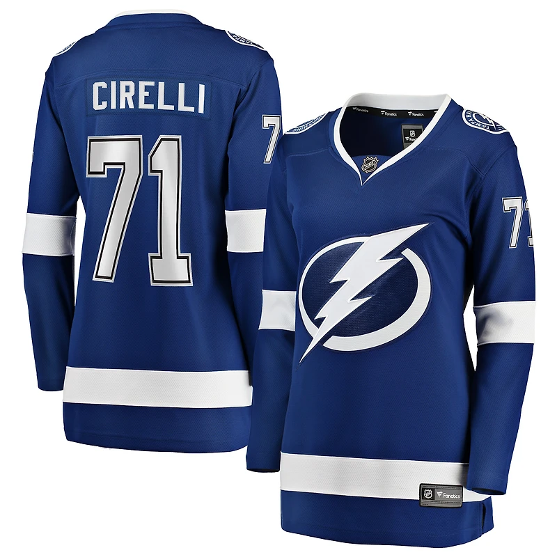 Maillot de joueur échappé à domicile Anthony Cirelli Fanatics bleu Tampa Bay Lightning pour femme