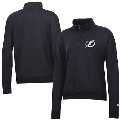 Women's Champion Black Tampa Bay Lightning Powerblend Quarter-Zip Sweatshirt