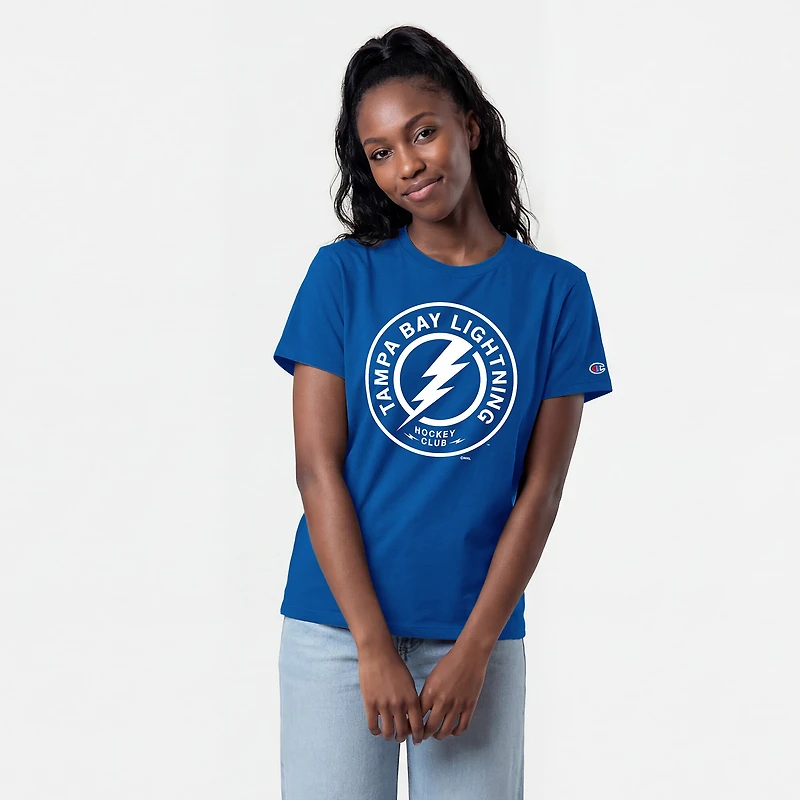 Women's Champion Blue Tampa Bay Lightning Wordmark Lockup T-Shirt