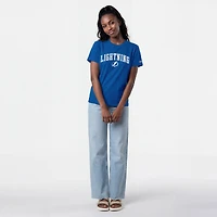 Women's Champion  Royal Tampa Bay Lightning Arch Mascot Logo T-Shirt