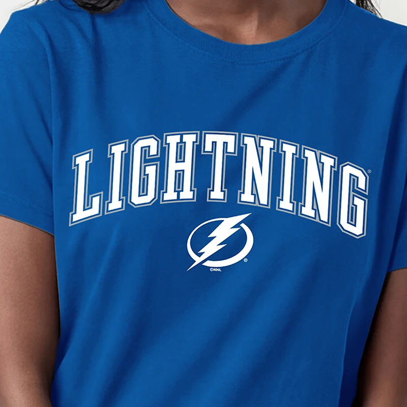 T-shirt féminin Champion Royal Tampa Bay Lightning avec logo mascotte Arch