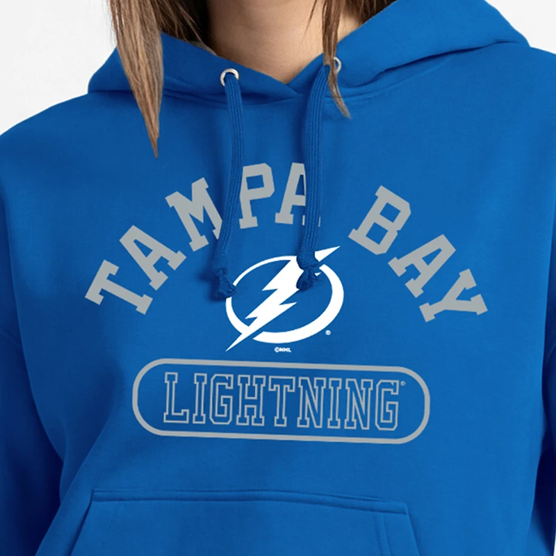 Women's Champion Royal Tampa Bay Lightning Arched Pill Box Hoodie