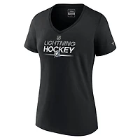 T-shirt noir à col en V avec mot-symbole alternatif du Lightning de Tampa Bay Fanatics pour femmes