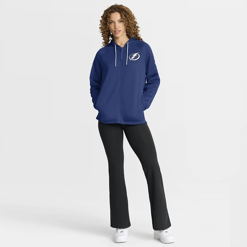 Sweat à capuche zippé intégral Authentic Pro Rink bleu Fanatics Tampa Bay Lightning pour femme