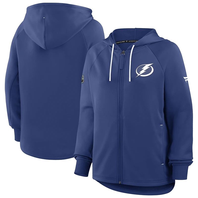 Sweat à capuche zippé intégral Authentic Pro Rink bleu Fanatics Tampa Bay Lightning pour femme