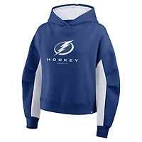 Sweat à capuche boxy bleu carreaux arrière pour femme Fanatics Tampa Bay Lightning