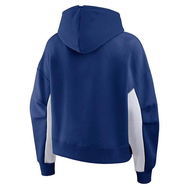 Sweat à capuche boxy bleu carreaux arrière pour femme Fanatics Tampa Bay Lightning