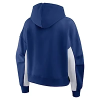 Sweat à capuche boxy bleu carreaux arrière pour femme Fanatics Tampa Bay Lightning