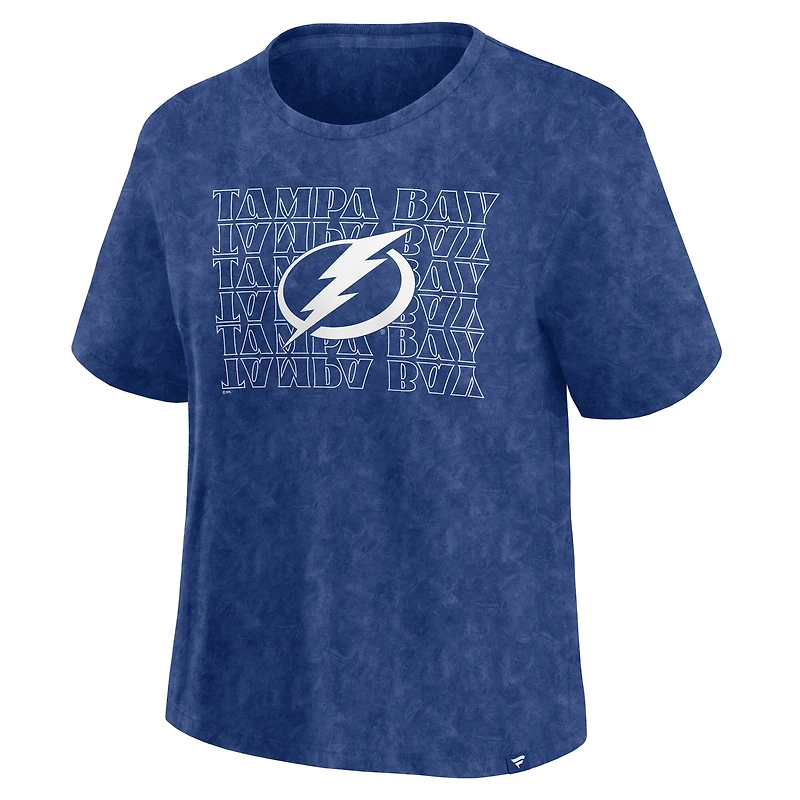 T-shirt délavé bleu fanatiques Tampa Bay Lightning pour femme