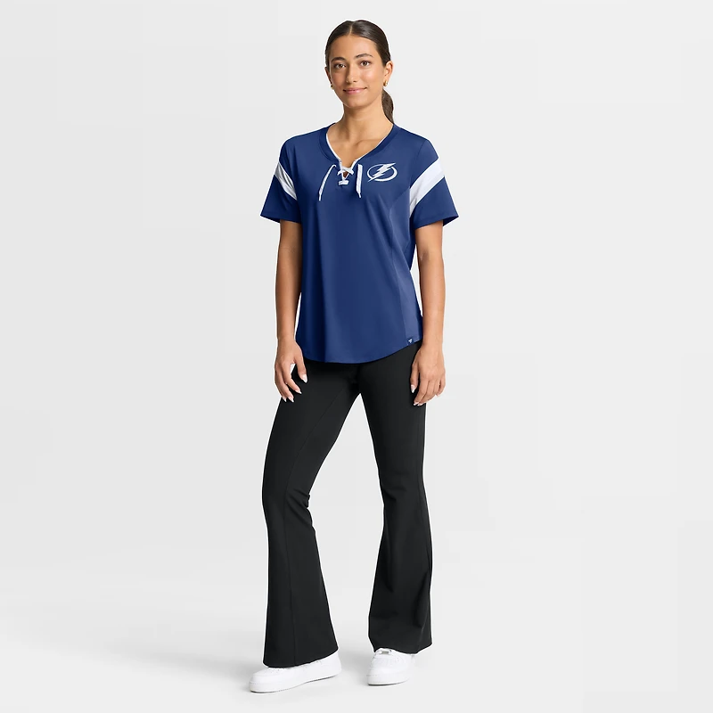 T-shirt bleu Fanatics pour femme Tampa Bay Lightning Offside Athena