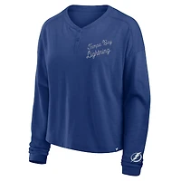 T-shirt Henley surdimensionné à manches longues All Out Effort bleu de Tampa Bay Lightning pour femmes Fanatics