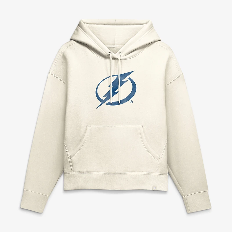 Women's Fanatics Cream Tampa Bay Lightning Distressed Logo Hoodie