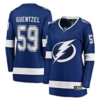 Maillot de joueur Breakaway bleu à domicile du Lightning Tampa Bay pour femmes, Jake Guentzel, fanatiques