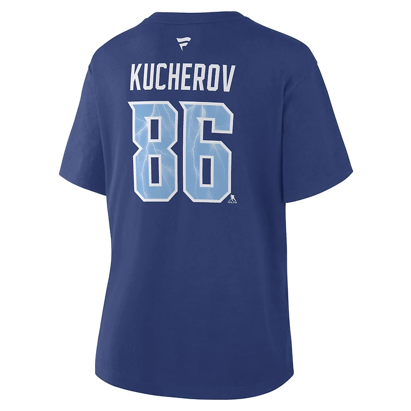 Women's Fanatics Nikita Kucherov Blue Tampa Bay Lightning 2026 NHL Stadium Series Authentic Stack Name & Number T-Shirt