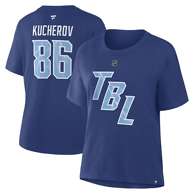 Women's Fanatics Nikita Kucherov Blue Tampa Bay Lightning 2026 NHL Stadium Series Authentic Stack Name & Number T-Shirt