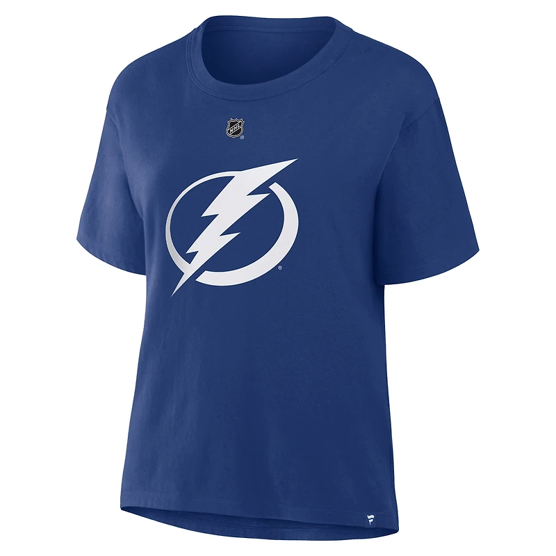 T-shirt bleu authentique avec nom et numéro de l'équipe Tampa Bay Lightning pour femme, Nikita Kucherov, Fanatics