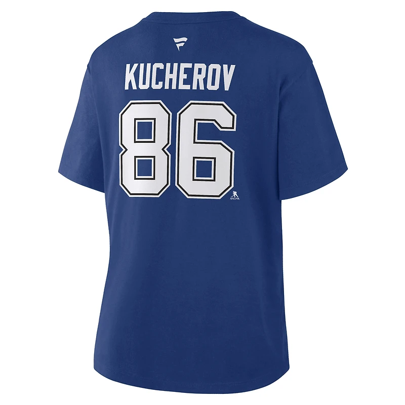 T-shirt bleu authentique avec nom et numéro de l'équipe Tampa Bay Lightning pour femme, Nikita Kucherov, Fanatics