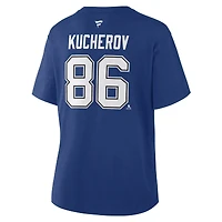 T-shirt bleu authentique avec nom et numéro de l'équipe Tampa Bay Lightning pour femme, Nikita Kucherov, Fanatics