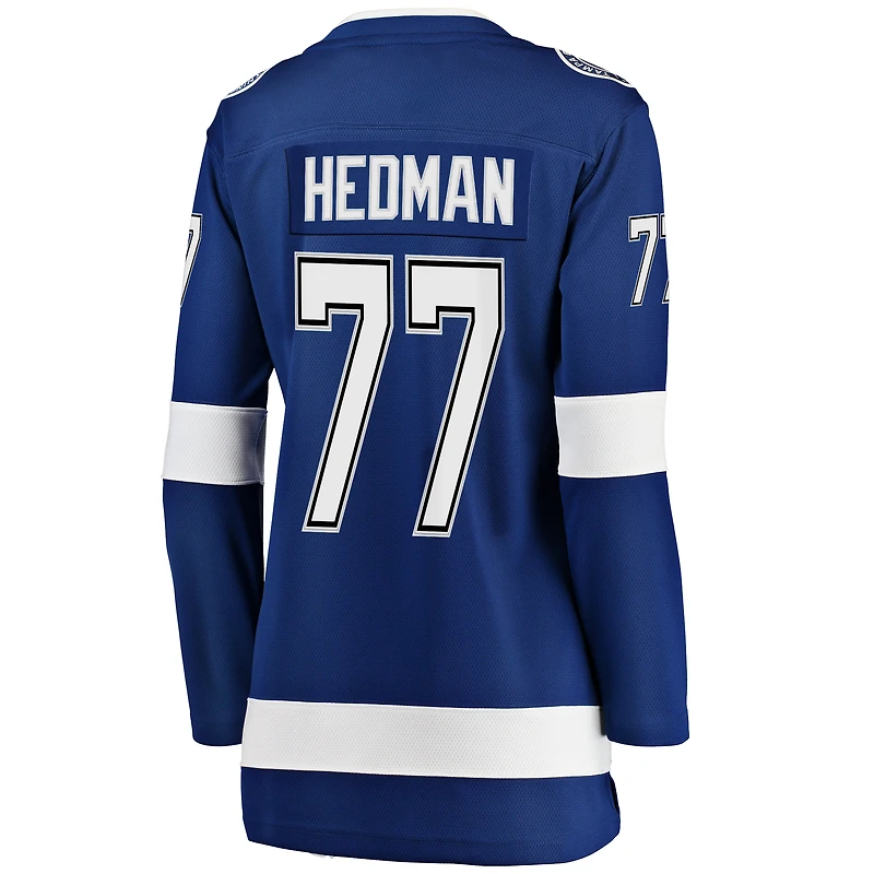 Maillot de joueur Breakaway Victor Hedman bleu Lightning Tampa Bay Fanatics pour femmes