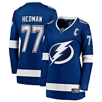 Maillot Breakaway bleu Victor Hedman des Fanatics pour femmes du Lightning de Tampa Bay avec écusson capitaine à domicile