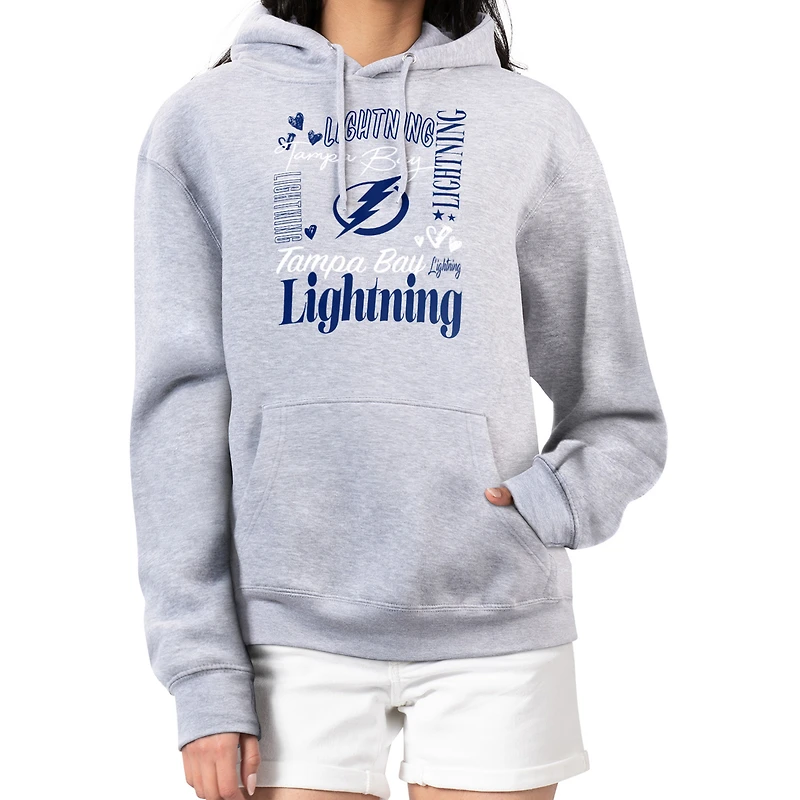 Women's G-III 4Her by Carl Banks White Tampa Bay Lightning Collage Team Graphic Tri-Blend Fleece Pullover Hoodie
