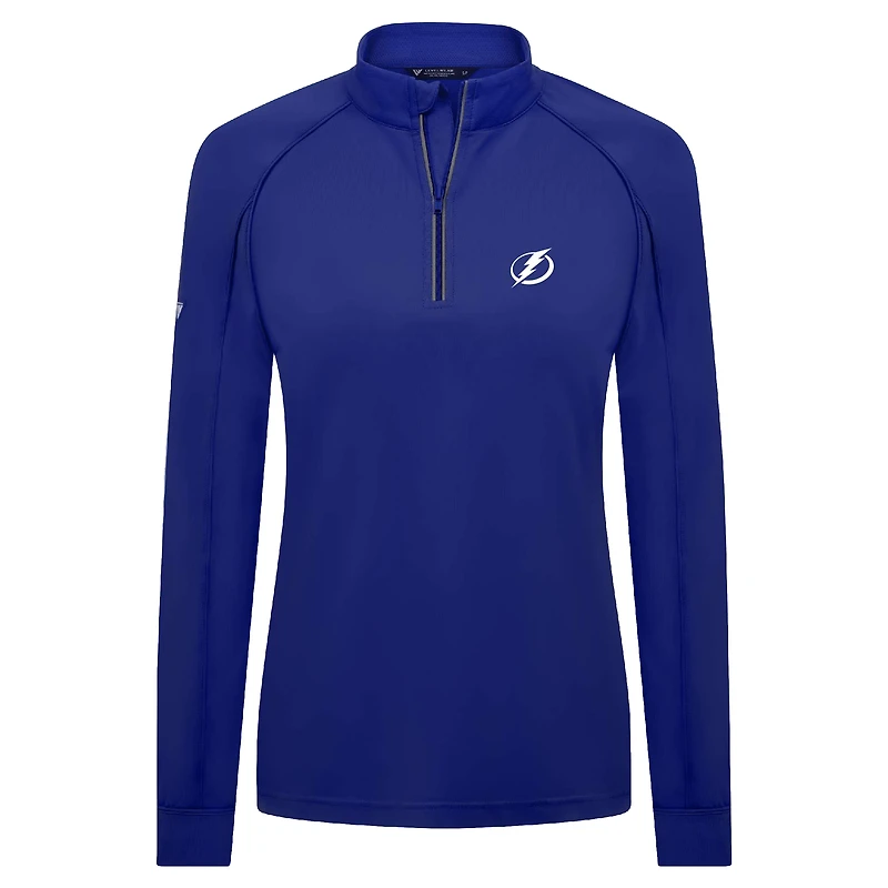 Haut à glissière quart de tour Kinetic Insignia Core Raglan bleu Tampa Bay Lightning pour femme Levelwear